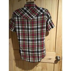 Wrangler Mens Size Small Short Sleeve Pearl Snap Button Front Plaid Shirt